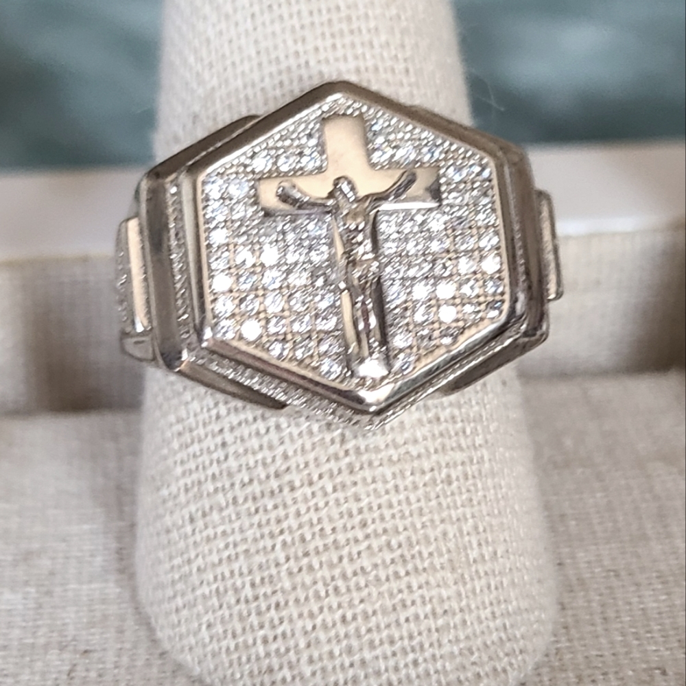 Sterling Silver Men's Cross Ring